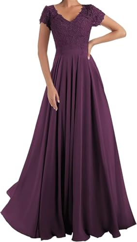 Robe mère de la mariée en mousseline violette grande taille 50 ZMAH386
