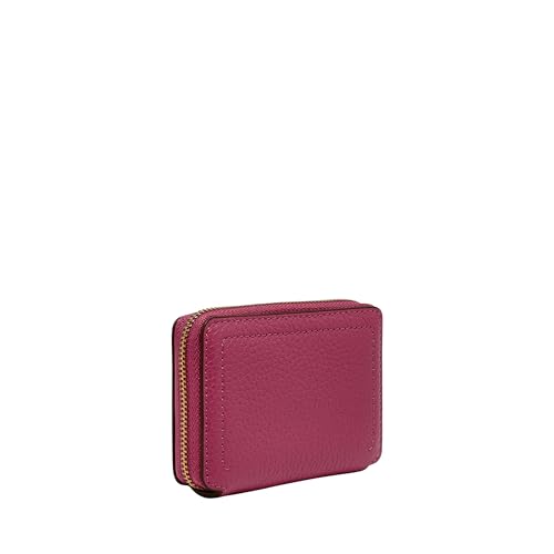 Image of Fossil Women's Logan RFID-Blocking Leather Zip Around Card Case Wallet with Keychain