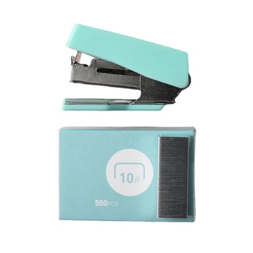 BQRKOTM 1 Pieza Grapadora Mini, Grapadora Oficina Pequeña, Agrafador, Grapadoras, Grapadora Infantil Set, Con 1Cajas 400Pzs De Grapas, Quita Grapas Integrado, Para Escuela, Hogar O Oficina (Menta Verd