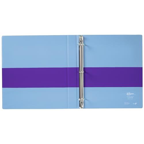 Image of Avery Two-Tone Durable View 3 Ring Binder, 1 Inch Slant Rings, Violet /Soft Blue Binder (17131)