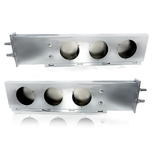 Image of TORQUE Mud Flap Hanger for Semi Trucks 2-1 /2 inch Bolt Spacing 30 inch Stainless Steel, 4 inch Light Cutouts, Lights NOT Included, Spring Loaded, Straight, Right Left Included, (TRMFH309)
