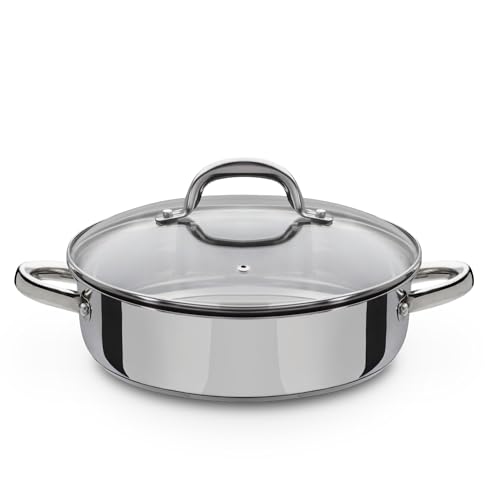 GSW Montreal 990066-Sartén con Tapa de Cristal, Aprox. 2,8 litros, Acero Inoxidable, Plata, 24 cm, 2