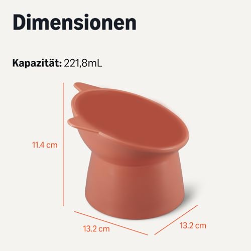 Amazon Basics Futternäpfe für Katzen, Katzenohrform, 2er-Pack, 13,2 × 13,2 × 11,4 cm, orange und blau