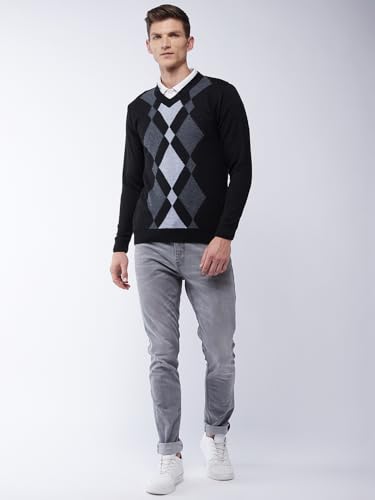 Image of Pivl Men's Winter Geometric Print Sweater - Warmth and Style for The Season||Winterwear||