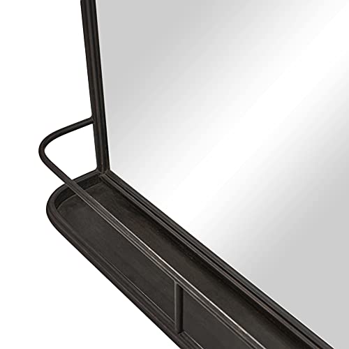 Rectangle Large Bathroom Wall Mirror With Shelf, Distressed Black, 22" L X 5" W X 32" H #TOP5