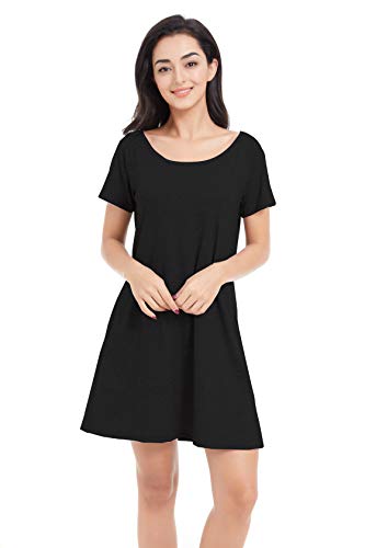 Image of Alaster Women's Casual Summer T Shirt Dress Loose Short Sleeve Tunic Dress with Pocket for Women