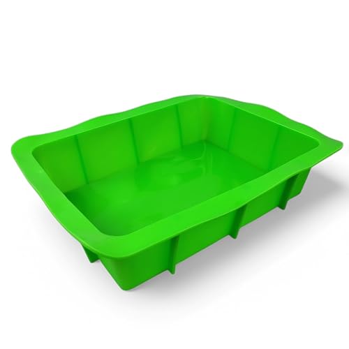 Fuente para gratinar XXL Bandeja para Hornear de Silicona Forma de lasaña En Forma de Caja Forma Cocina Molde Cocina Molde de Horno para Pan Forma de Torta del Rey - Green