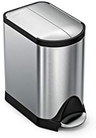 simplehuman CW1816 50L Rectangular Kitchen Pedal Bin, Strong Steel Pedal, Silent Soft Close Lid, Stay-Open Lid, Non-Skid Base, Fingerprint-Proof, Inner Bucket, Brushed Stainless Steel