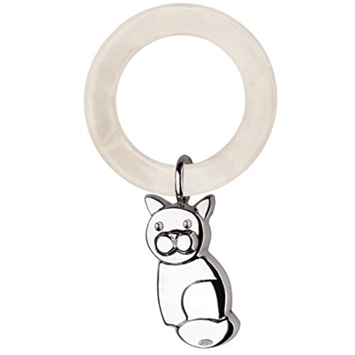 SILBERKANNE Sonajero infantil liso de gato, 10 cm, plata 925 en acabado premium