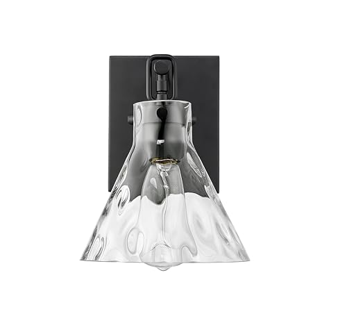 ML Lighting | Barlon Collection | 20001-MB | 1 Light Wall Sconce in Matte Black Finish with Clear Water Glass Shade | Versatile Design That adds High-End Texture and Elegance to Your Bathroom by ML Lighting - Used condition - US$69.77