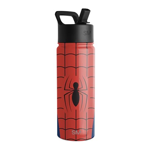 Simple Modern Garrafa de água do Homem-Aranha com tampa de palha | Copo reutilizável de aço inoxidáv