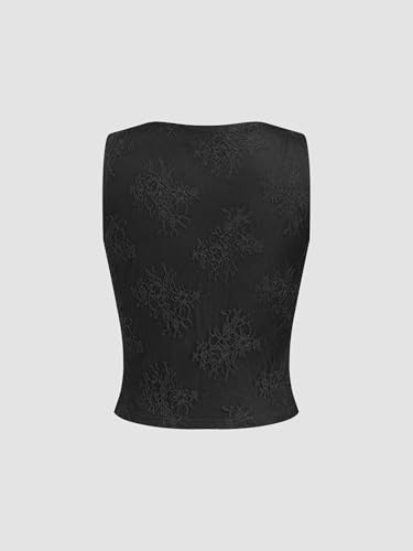Image of CIDER Lace Crop Tank Tops for Women Going Out V Neck Sleeveless Ruched Tops Trendy Y2K Summer Outfits