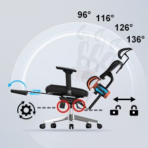 Ergonomic Mesh Office Chair With Adaptive Lumbar Support | High Back Computer Desk Chair With Footrest | Adjustable Arms Headrest Backrest | Tilt Function 4D Armrest Recliner For Home Office… #TOP4