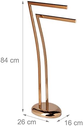 Relaxdays WIMEDO Towel Rack, Size: 84 x 26 x 16 cm Free-Standing Towel Stand in Copper with 2 Towel Rails, Copper