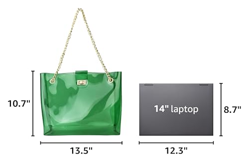 Image of Multifunction Clear Chain Tote with Turn Lock Womens Shoulder Handbag