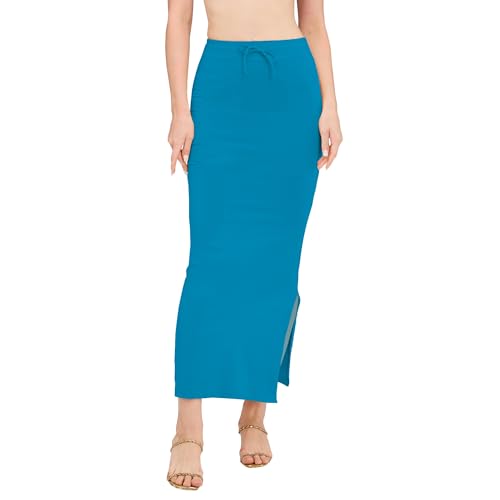 Image of DESI GIRL Cotton Lycra Stretchable Saree Shapewear Petticoat with Drawstring for Women | Fishcut Saree Petticoat with Side Slit for Easy Movement | Saree Shaper | Long inskirt