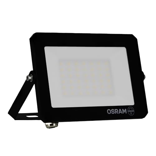 Osram Projecteur LED LUX moderne 30 W, 2 700 lm, 6 500 K, IP65, aluminium noir, spot extérieur, verre dépoli