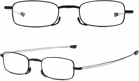 Folding Reading Glasses, 2 Pair Portable Compact Foldable Pocket Reading Glasses with Slim Black Flip Case, Blue Light Blocking Reading Magnifying Glasses for Men and Women