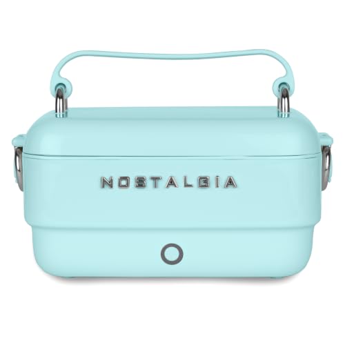 Nostalgia Classic Retro Electric Lunch Box, 4 Cup Food Warmer, Aqua