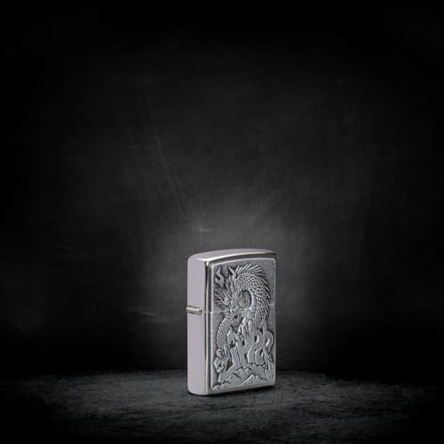 Image of Zippo Design Brushed Chrome, Windproof Pocket Lighter, Without Fuel and Gas