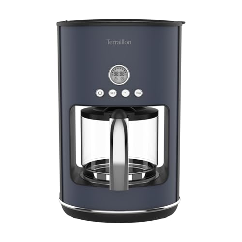 Terraillon- NEW MOON- Cafetière filtre Electrique, Programmable, Verseuse verre,1080W, Capacité 1,25L, Maintien au chaud, Fonction anti-goutte, Filtre...