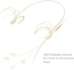 KIMAFUN Microphone casque Beige, Pro Over-Ear Condenser Headworn Mic Compatible avec les transmetteurs sans fil Audio Technica, idéal pour les performances de scène, l'hébergement, l ́enseignement, la parole publique