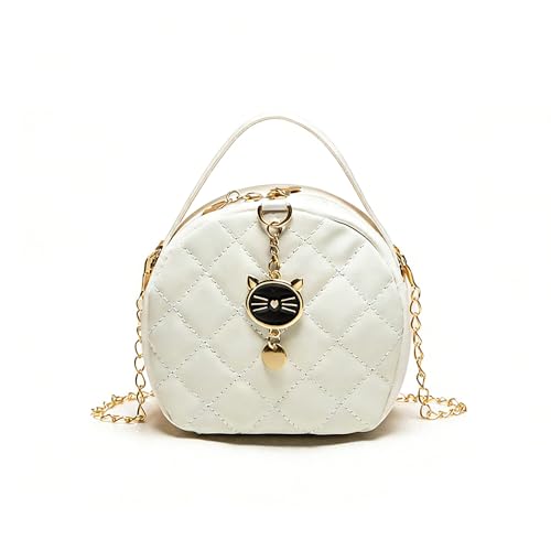 Bolsa tiracolo acolchoada moderna para mulheres, bolsa de ombro feminina elegante com corrente, bolsas de grife, Branco, Clássico