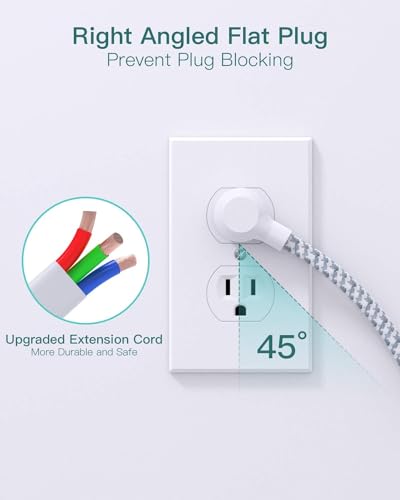 Image of Addtam Power Strip Surge Protector 6 Outlets and 3 USB Ports 5Ft Long Extension Cord, Flat Plug Overload Surge Protection Outlet Strip, Wall Mount for Home, Office and Dorm