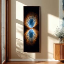 Tableau mural Nébuleuse Planétaire toile verticale 30x90cm avec cadre intérieur