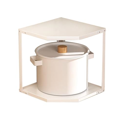 Kitchen Small Corner Shelf Rack, Carbon Steel Cookware Stand Fan Shaped Space Saving Pot Rack Cookware Pots and Pans Organizer Cookware Stand Storage Organizer for Pots Pans (2