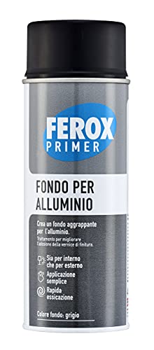 FEROX Fondo per Alluminio 400 ml, Fondo Aggrappante per Verniciatura, Colore Grigio, Primer Superfici Interno/Esterno, Primer per Alluminio, Rapida Essicazione, Lunga Durata