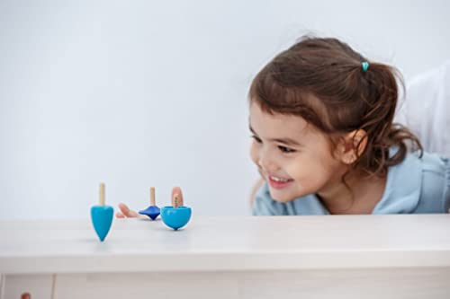 Plantoys Wooden Spinning Tops (4132) | Sustainably Made From Rubberwood And Non-Toxic Paints And Dyes | Planmini Collection #TOP3