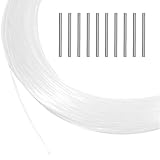 BENECREAT 50 Yards Nylon Memory Wire for Millinery Hat Brims, Transparent Round Soft Corset Bone with Brass Crimp Tube Beads, Hole: 1.2mm