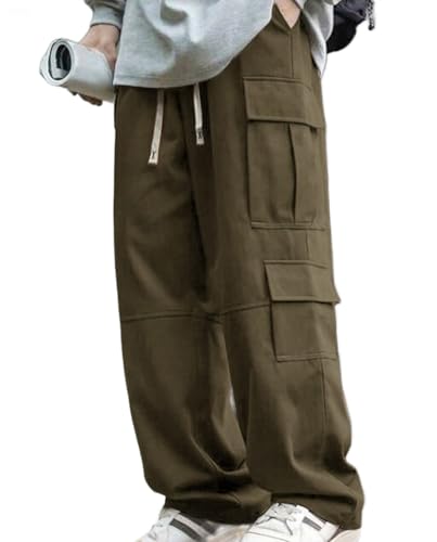 Mens Lightweight Cargo Trousers – Straight Fit Casual Elastic Pants for Work, Leisure, and Outdoor Activities