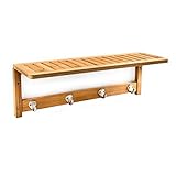 Das Badregal bietet auch genügend Platz, um Kleidungsstücke daran aufzuhängen - Nutzen Sie das Regal als Wandgarderobe in Ihrem Flur oder als Kleiderablage im Bad - Maximale Traglast: 10 kg