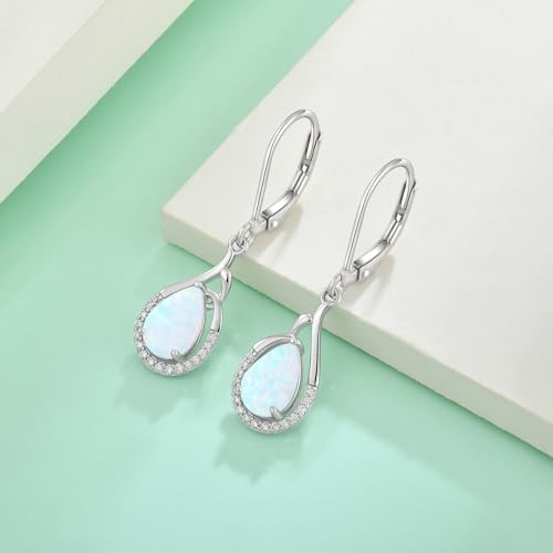 Starchenie Teardrop Dangle Drop Earrings 925 Sterling Silver Pear Birthstones Leverback Earrings Gift for Women 5