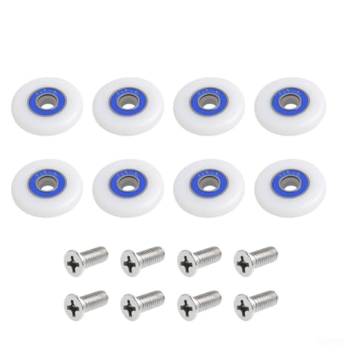 8Pcs Shower Door Rollers 23mm Nylon Wheels for Frameless Glass Sliding Doors Bathroom Replacement Parts Kit(19mm)