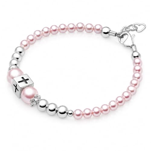Image of Baby Crystals Personalized Gifts, Sterling Silver Cross Bracelet Charm Baptism Jewelry