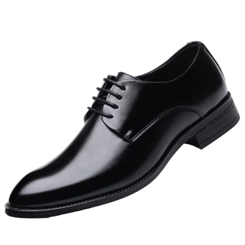 Men's Lace up Dress Shoes Summer Korean Style Business Office Casual Plain Color Leather Fashion Work Sneakers Versatile