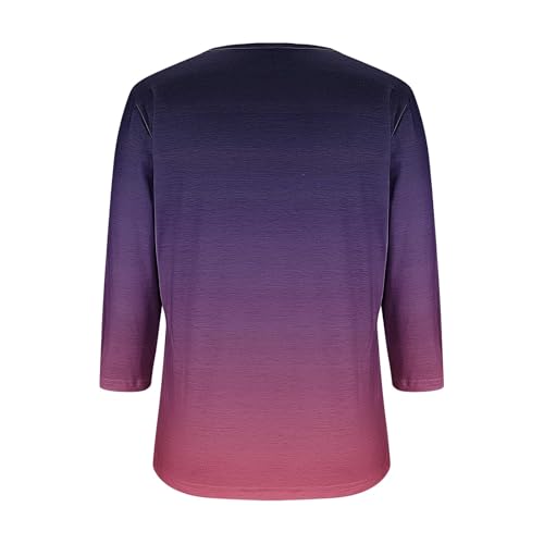 3/4 Length Sleeve Womens Tops Dressy Trendy Notch V Neck T Shirts Basic Solid Color Cotton Blouse Summer Tunic Tshirt4