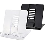 Dicunoy Set of 2 Metal Desk Book Stand, Adjustable Reading Rest Book Holder, Sturdy Bookstands for Recipes, Textbooks, Tablet, Music Books, Cookbook, Recipe, iPad, Magazine, Menu