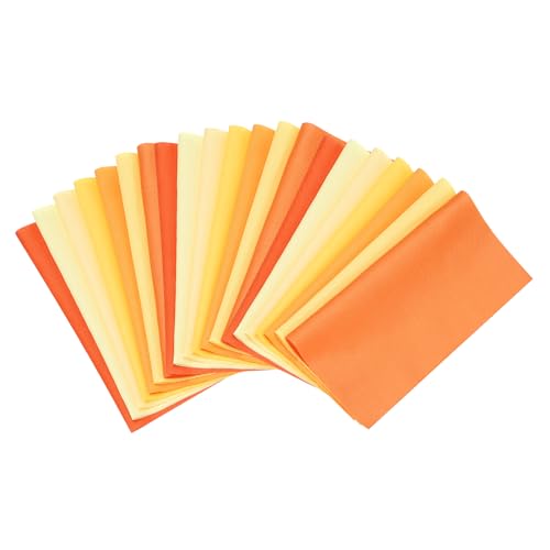 Tissu patchwork coton orange pour DIY et quilting | Lot de 21 carrés prédécoupés 8x8