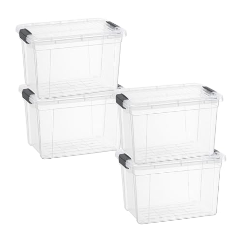 Image of Superio 4.75 Quart Clear Plastic Storage Boxes with Lids, Stackable Organizer Containers, BPA-Free Storage Bins for Home, Office, School & Dorm, 4 Pack
