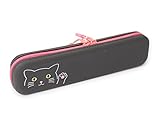 LIHIT LAB. PuniLabo Slim Zipper Pouch (Pen Holder), Black Cat, 7.9 x 1.9 inches (A7717-3)