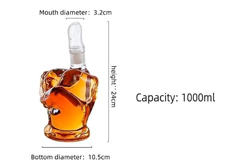 Middle Finger Liquor Bottle Decanter - Whiskey Tequila Scotch Vodka Wine Lover Gift - Funny Diamond Skull Glass Alcohol Display (Bottle Only) #TOP4