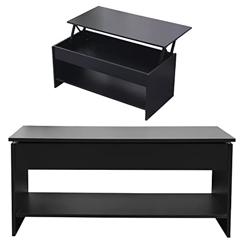 Mesa baja Hedda elevable negra con almacenamiento para salones modernos 5