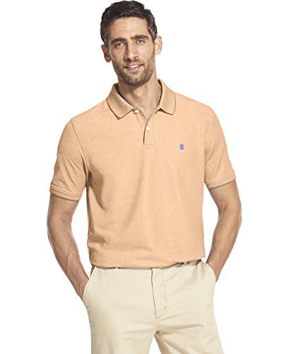 IZOD Men's Advantage Performance Short Sleeve Solid Polo, Melon Heather, X-Large