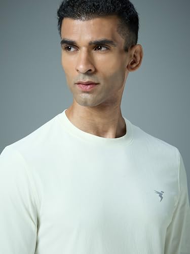 Image of TECHNOSPORT Men's Slim Fit Full Sleeve Crew Neck T-Shirt, COTFLEX Quick Dry Moisture Wicking Stretchable Sports Gym and Casual Wear