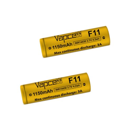 F11 1150mAh 3A 3.7V Flat Top Rechargeable Batteries (2-pack)