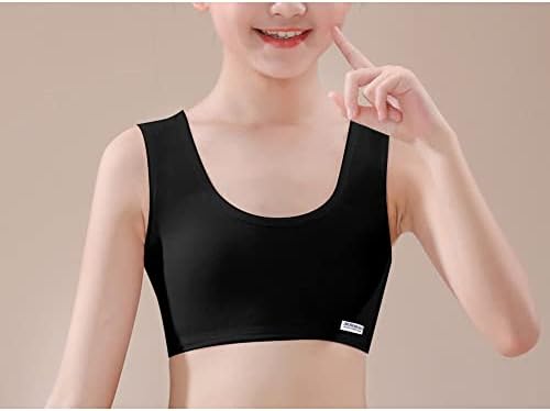 Training Racerback Bras 9-14 Years Girl's Starter Seamless Sports Cotton Bras Soft Breathable Bra - 4 Pack (White Black) 6 314dPh5MaBL. AC